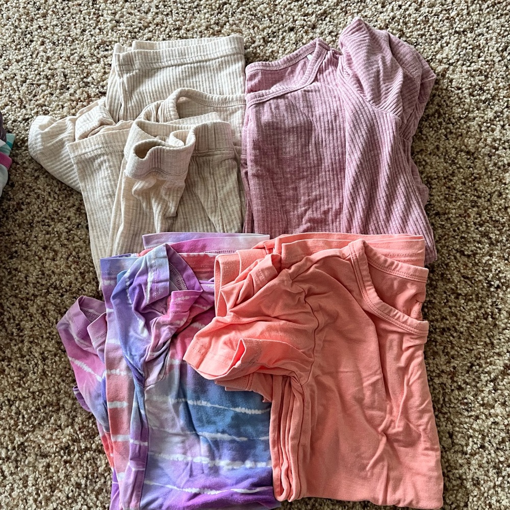 Assorted Ribbed and Tie-Dye little sleepies shorts and short sleeved